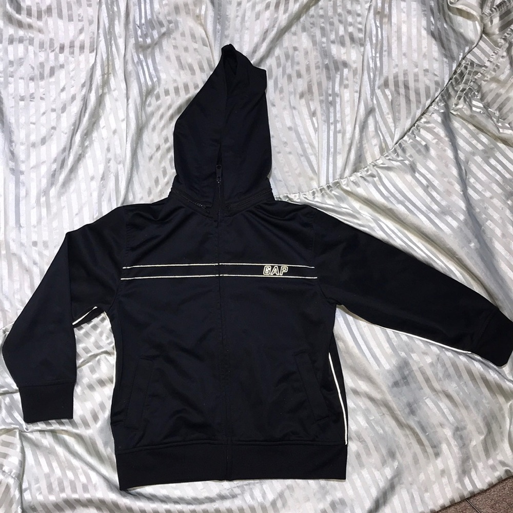 GapKids Black Zip Up Running Jacket Removable Hood